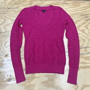 Express Y2K Deep V Neck Lightweight Sweater Women’s Size XS Pink Babydoll